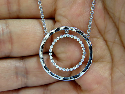 1.00ct. DIAMONDS DANGLING CIRCLE WITHIN CIRCLE BY YARD NECKLACE 18KT *v