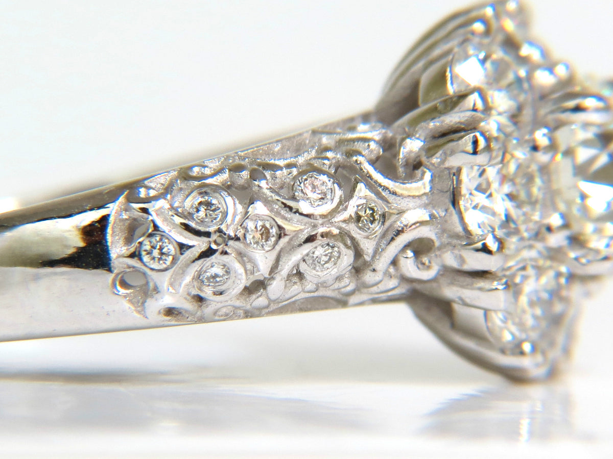 3D GILT 2.06CT CLUSTER NATURAL DIAMOND RING GOLD 14KT VS *v