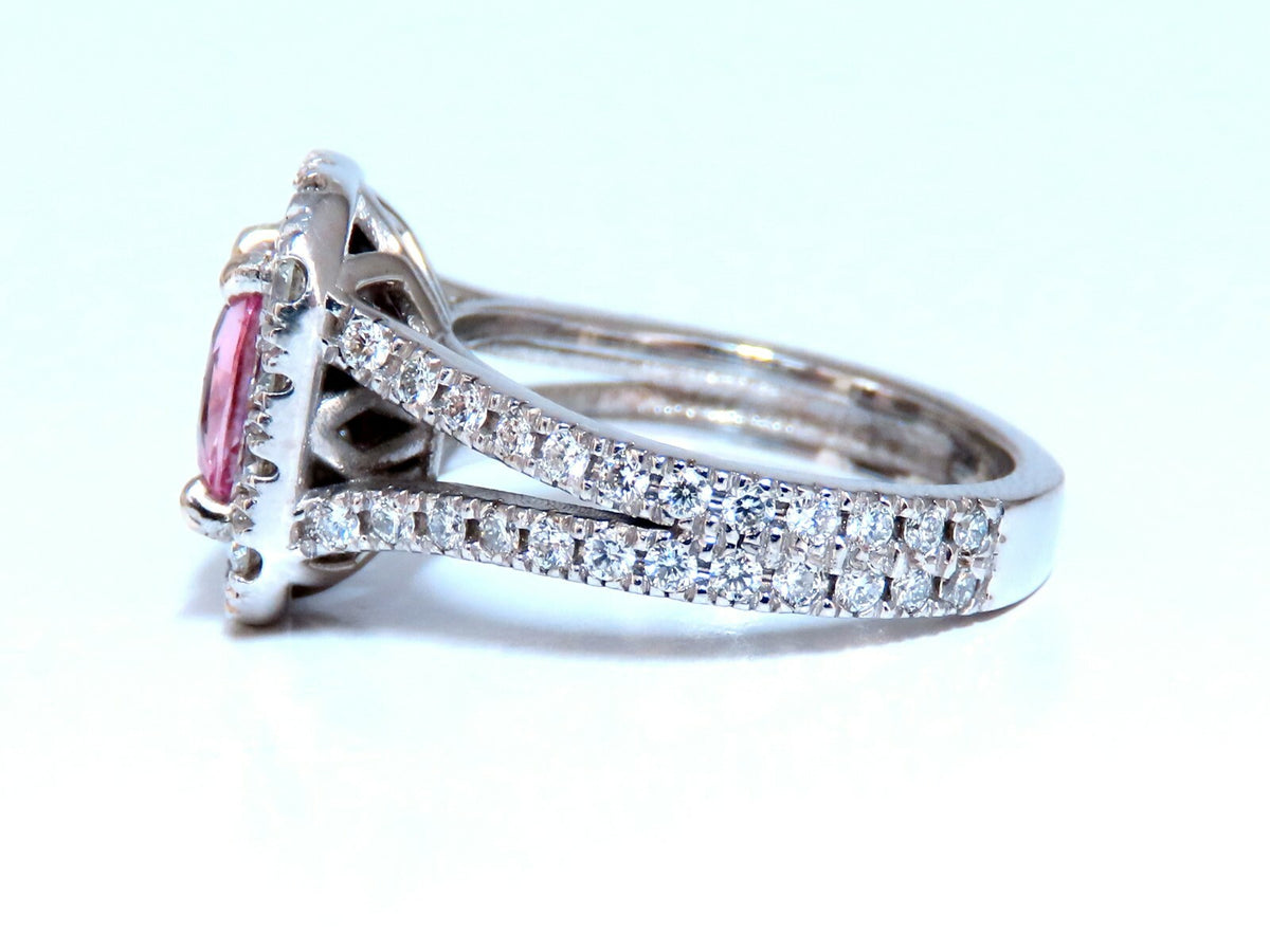 GIA Certified 1.14ct Natural Padparadscha Sapphire Diamonds Ring 14kt *v
