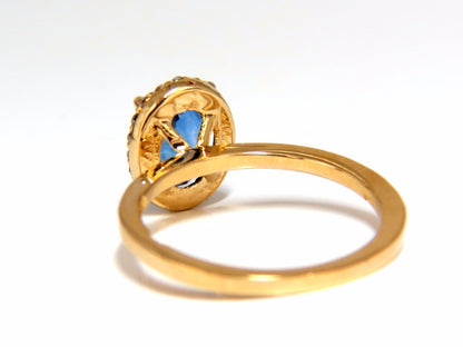 2.18ct natural vivid blue sapphire diamonds ring 18kt petite halo *v