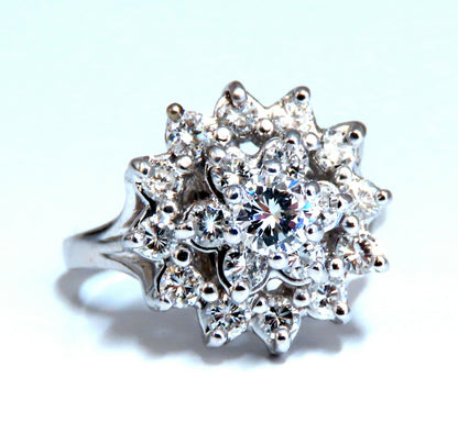 1.12ct natural diamonds raised cluster ring 14kt white gold *v