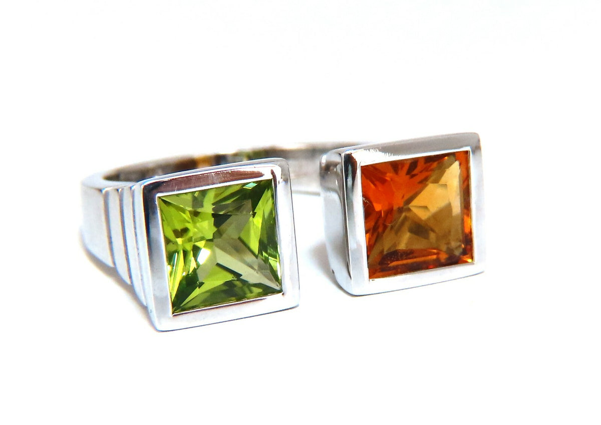 4.00ct natural citrine & peridot ring 18 Karat Gold Mod Goth *v