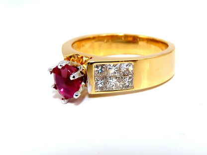 GIA Certified 1.04ct Natural Ruby Diamonds Ring 14 Karat Gold Cathedral *v