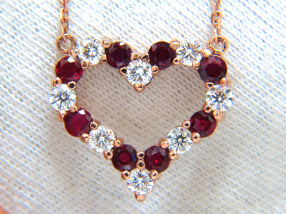 2.58ct natural vivid red ruby diamond heart necklace 14kt *v