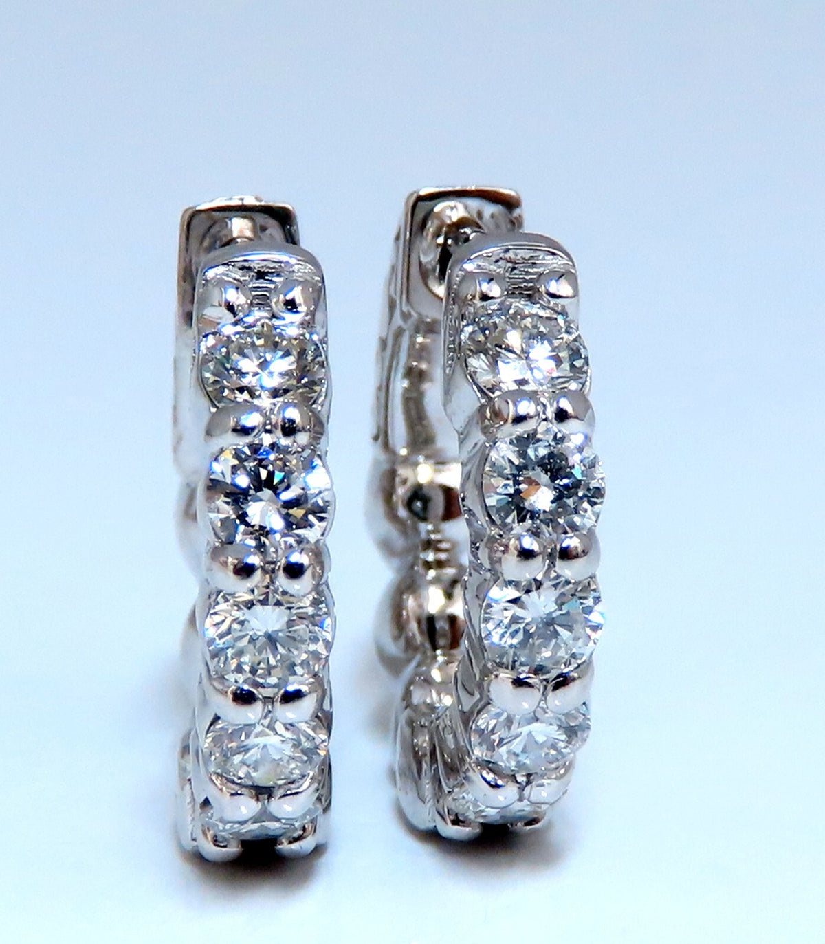 .83ct Natural Round Diamond hoop earrings 14kt 15mm single share prong *v