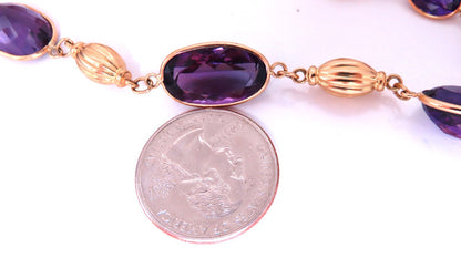 50ct natural purple amethyst necklace 14kt Gold yard *v