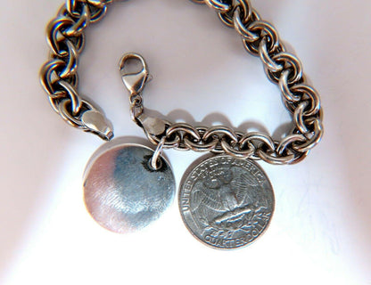 Sterling Silver Disc Toggle Charm Link Bracelet 11394 *v