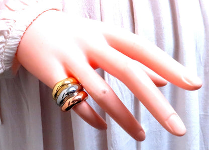 Tri-color Fused Wave Bands 18kt gold 12426 *v