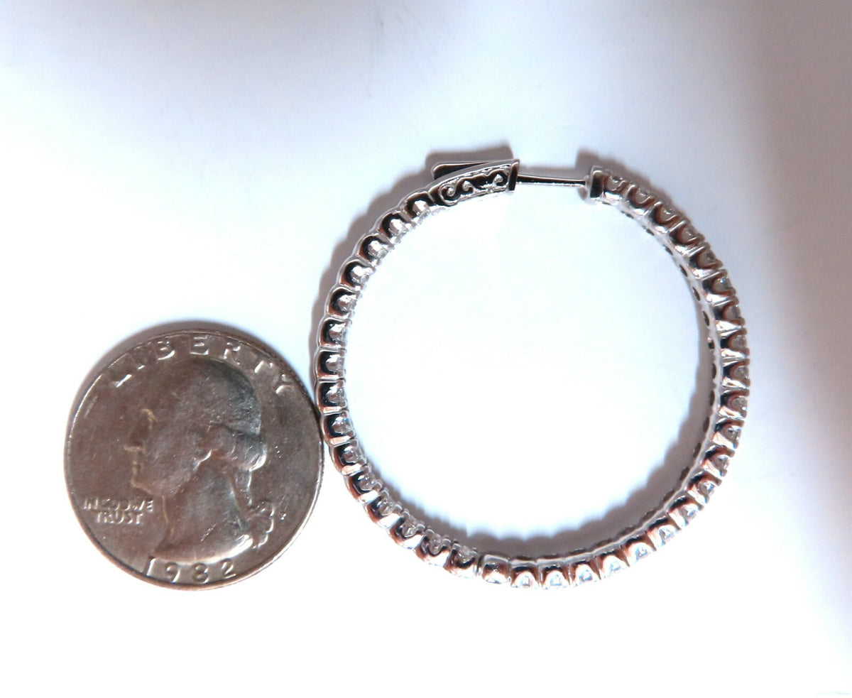 3.90ct Natural Round Diamond circle hoop earrings 14kt 40m share prong *v