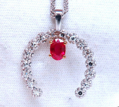 Horseshoe Natural Ruby Diamond Necklace 14kt gold *v