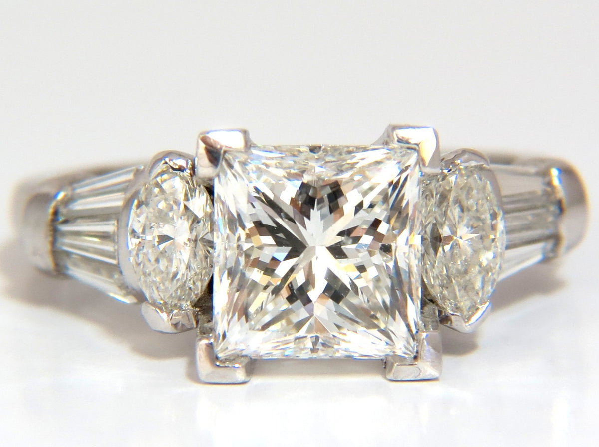 GIA certified 4.77ct. princess cut diamonds ring G/Si-1 platinum classic *v