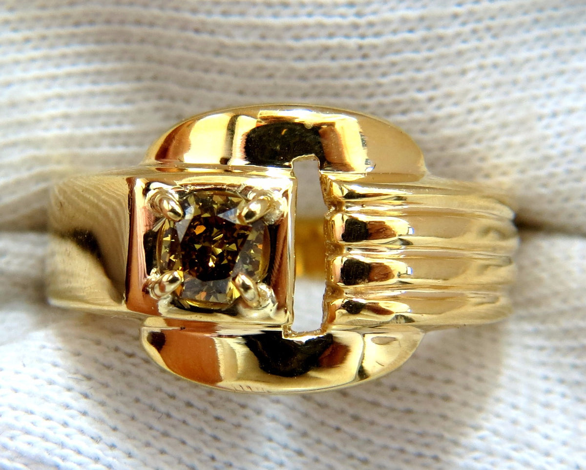 GIA Certified Natural Fancy color Diamond ring 14kt. Buckle Deco *v