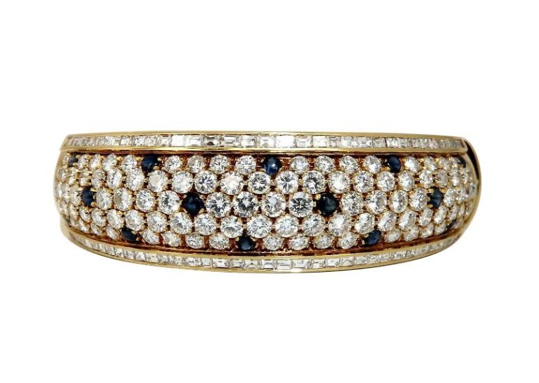 15.50ct. Natural Sapphire Diamonds Bangle Bracelet 18kt 12354 *v