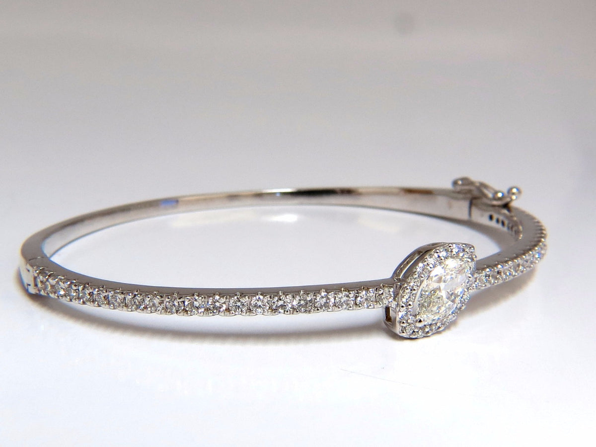 GIA Certified 1.84ct marquise diamond cluster halo bangle bracelet 14kt *v