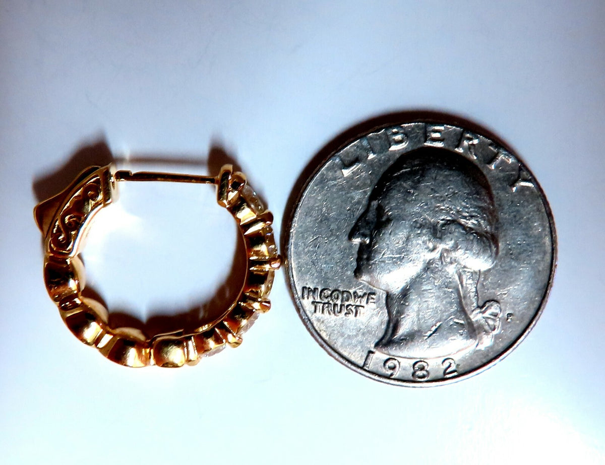 1.80ct Natural Round Diamond mini hoop earrings 14kt yellow gold Dime *v