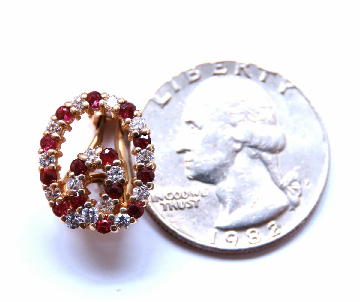 1.15ct. Natural Ruby Diamond Swirl Clip Earrings 14kt gold *v