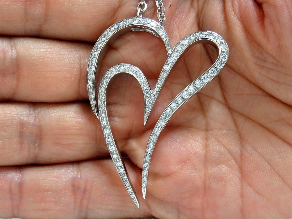 3.00ct ROUND DIAMONDS MODERN SWIRL HEART PENDANT G / VS 14KT & CHAIN 10326 *v