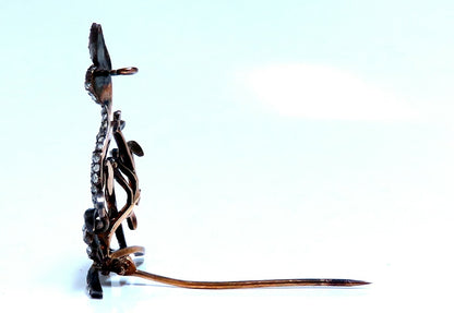Antique 3ct Natural Diamonds Deer Pin 14kt *v