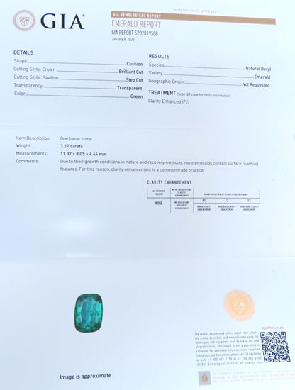 GIA 3.27ct Natural Emerald Cocktail Diamond Ring 14kt F2 12410 *v