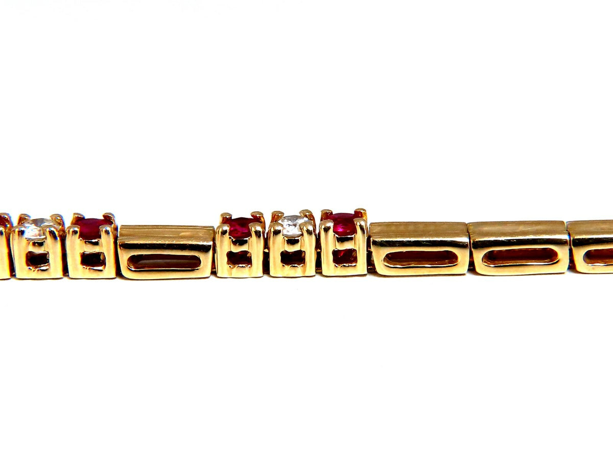 .80ct Natural Ruby .33ct Diamonds Vintage Bracelet 14 Karat *v
