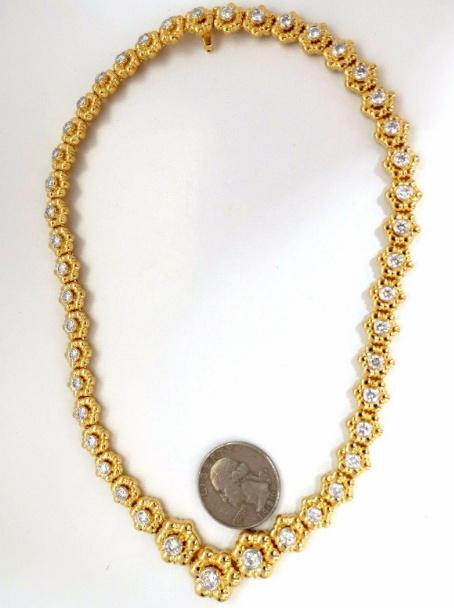 11.50ct Natural Diamonds Eternity Raised Dome Flush Mount Necklace 14kt 12352 *v