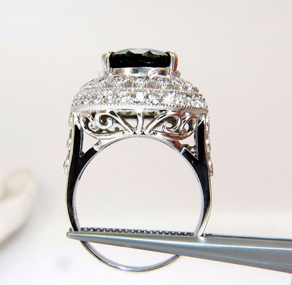 GIA CERTIFIED 6.71CT NATURAL BRIGHT VIVID GREEN DIOPSIDE DIAMONDS RING 14KT*v