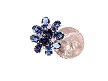 12ct natural oval purple iolite diamond clip earrings 18kt *v