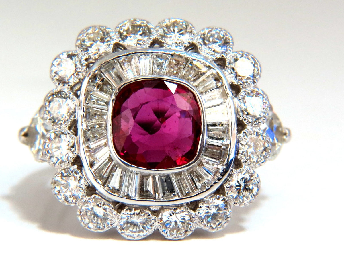 Ballerina Cocktail Cluster No Heat Ruby Diamond Ring 4.58ct. 18 Karat*V