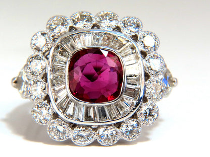 Ballerina Cocktail Cluster No Heat Ruby Diamond Ring 4.58ct. 18 Karat*V