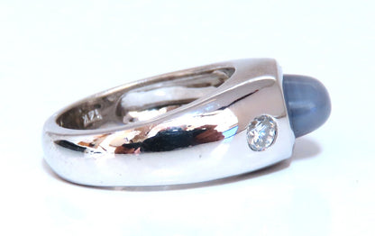 6ct Natural Gray Blue Sapphire Ring 14 Karat Cabochon Sugarloaf cut *v