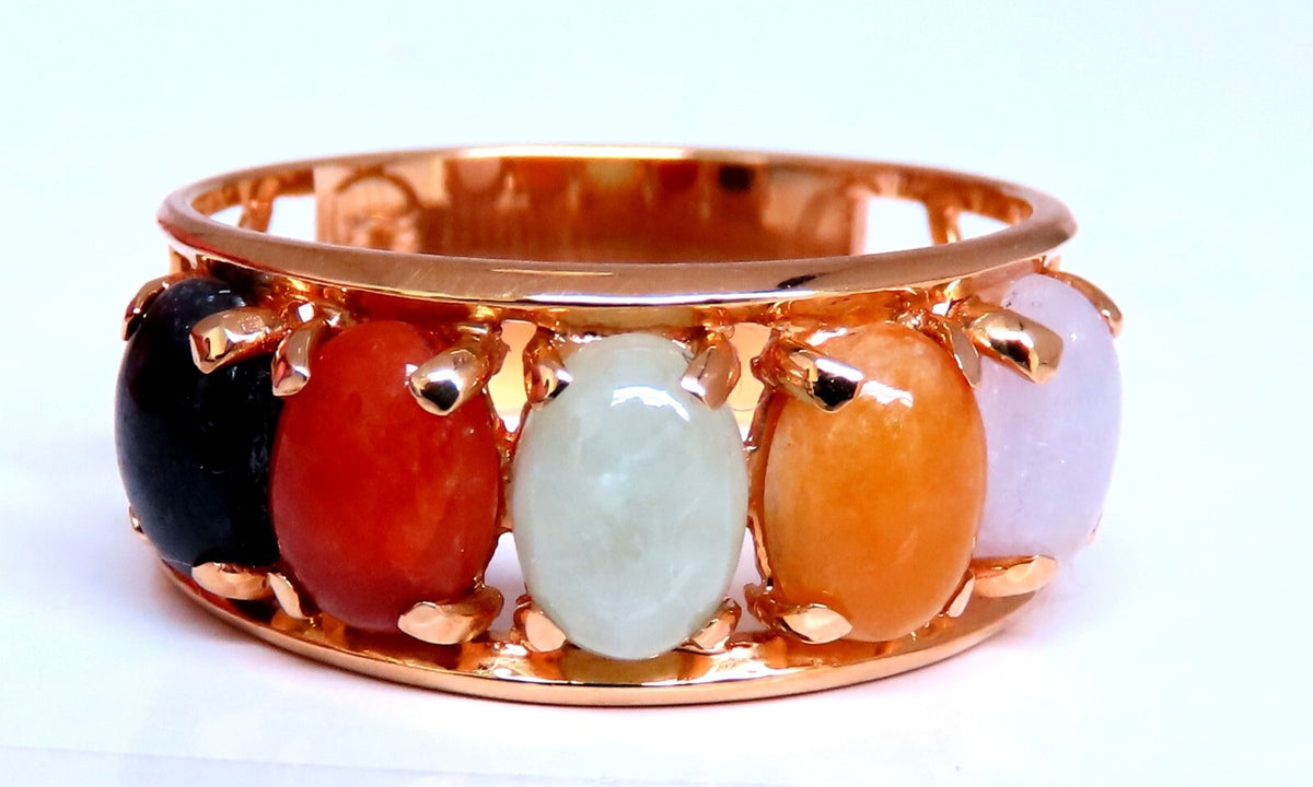 Cabochon Variety Jade Ring 14kt Gold *v