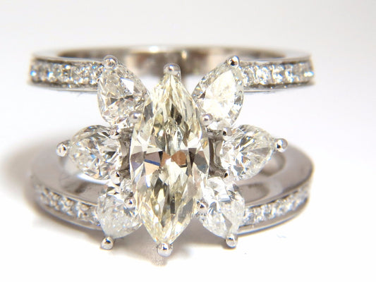 4.12ct natural diamonds marquise / pear eternity ring cocktail mod 14kt *v