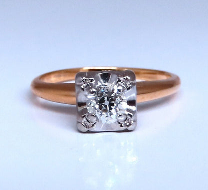 Vintage Solitaire Raised .30ct Round Diamond Engagement ring 14kt Gold *v