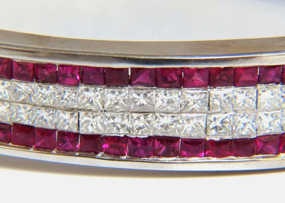 5.30ct natural princess cut ruby diamonds bangle bracelet 18kt gold 12242 *v