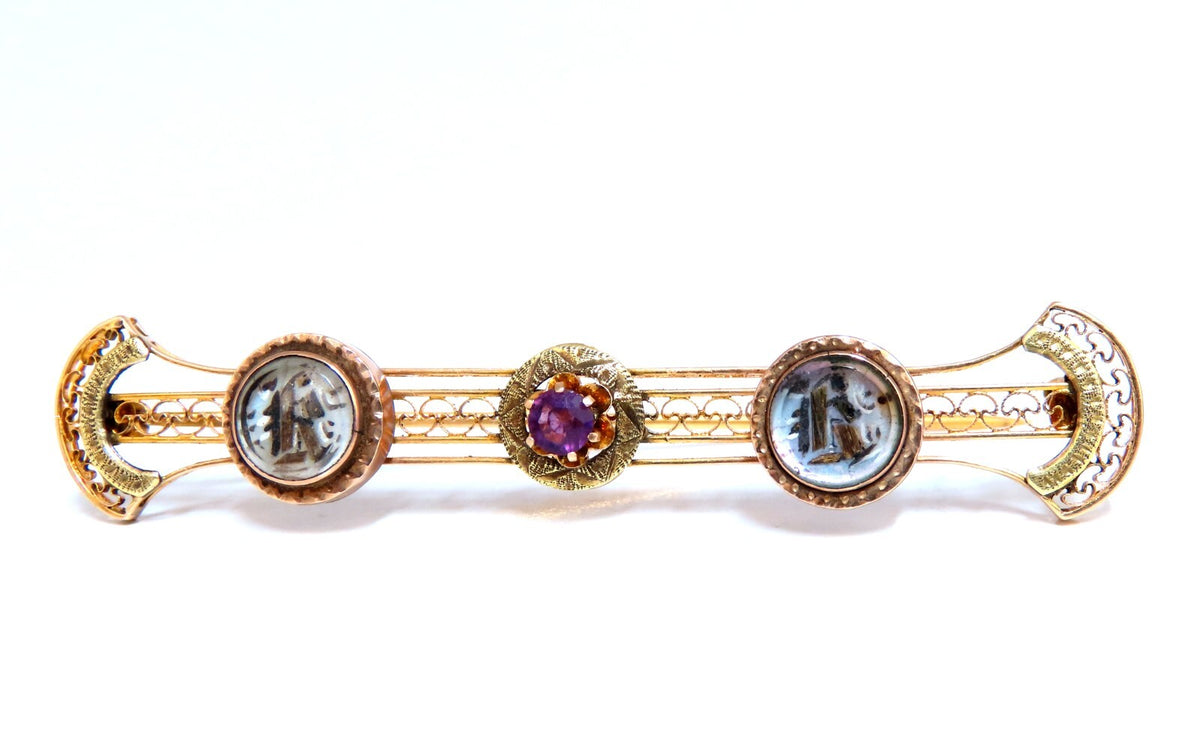 Antique Amethyst Edwardian Deco Pin 14kt *v