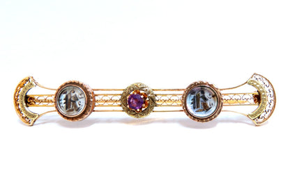 Antique Amethyst Edwardian Deco Pin 14kt *v