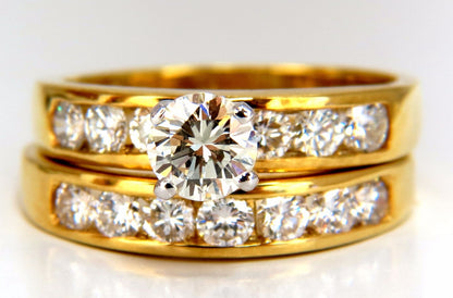 GIA Certified 2.01ct natural round diamond ring +band 18kt gold *v