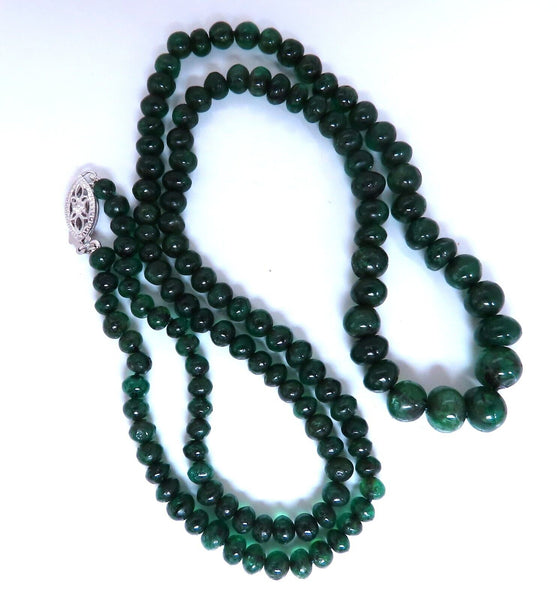 85ct Natural Emerald Beads necklace Graduated Strand 7-4mm 20 inch 14kt gold