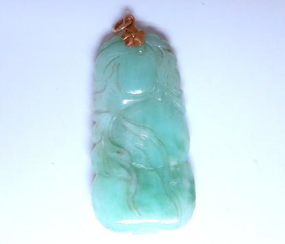 Natural Jade Carved Pendant 14kt symbol