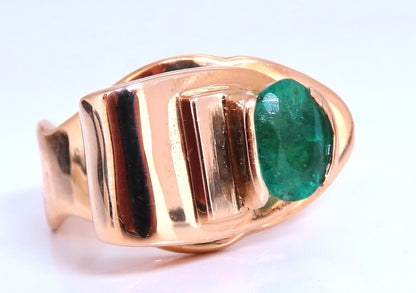 1.34ct Natural Emerald Diamond Ring 14kt Gold Bow