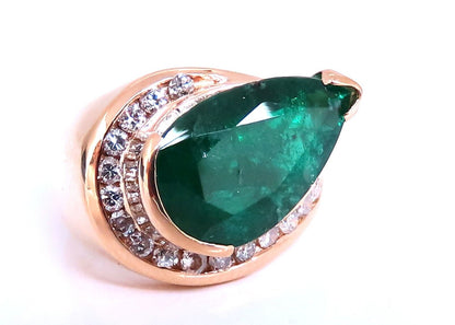 5.10ct Natural Emerald Diamond Ring 14kt Gold