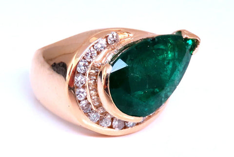 5.10ct Natural Emerald Diamond Ring 14kt Gold