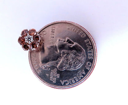 1.30ct. natural round diamond cluster earrings 14 karat Fancy Browns