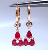 3ct Natural Ruby Diamonds Cluster Earrings 14kt Gold