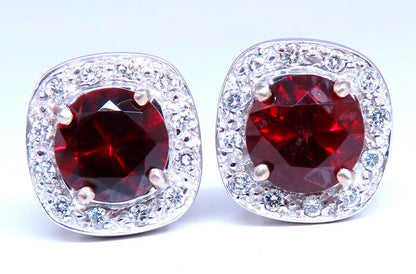 5ct Natural Garnet Diamond Clip Earrings 14kt Gold