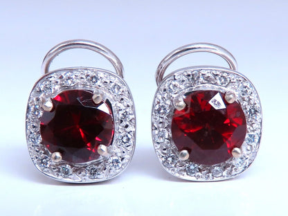 5ct Natural Garnet Diamond Clip Earrings 14kt Gold