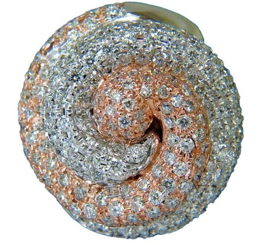 4.00 Carat Huge Dome 18 Karat 3D Swirl Diamonds Ring G/VS Cocktail Prime