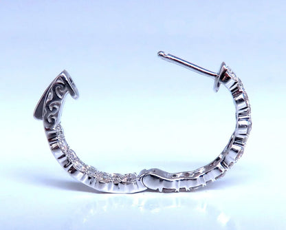 1.20ct Natural Round Diamond mini hoop earrings 14kt white gold Dime