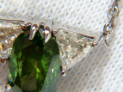 3.26CT ENHANCED FANCY COLOR GREEN DIAMOND NECKLACE SIDE TRILLIANTS 14KT 10035