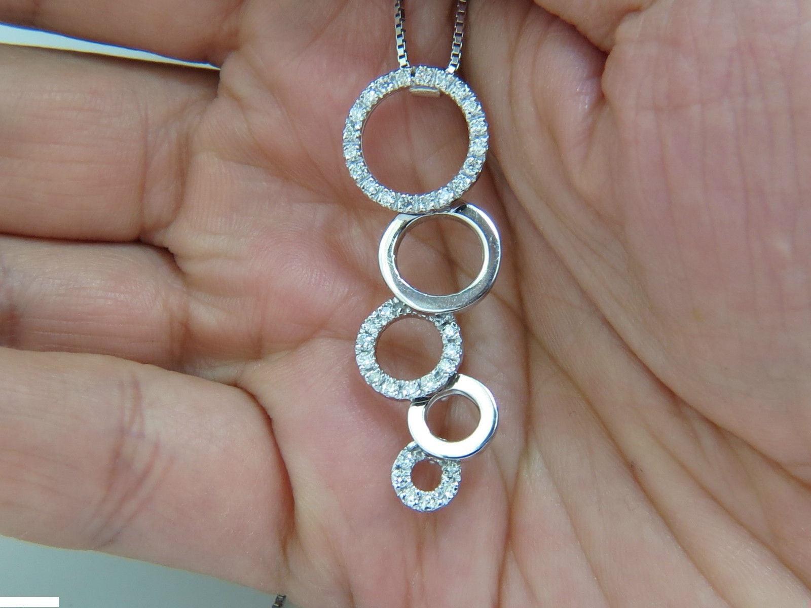 .60CT CIRCLE DANGLES BUBBLES NATURAL DIAMONDS PENDANT F/VS 14KT 10041